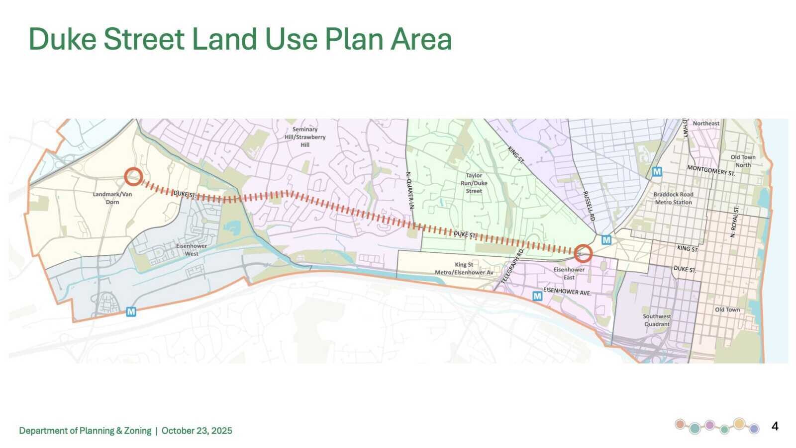 Map of the Duke Street Land Use Plan area in Alexandria, Virginia